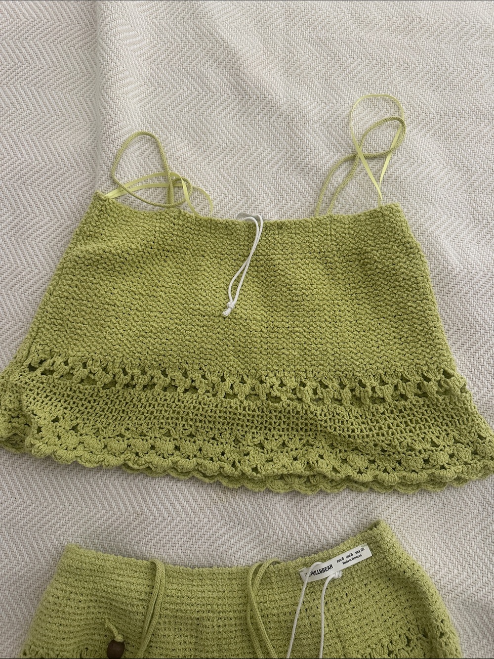 Crochet Pull & Bear Two-Piece Swim coverup Tank and Skirt Set in Light Green - Picture 5 of 6
